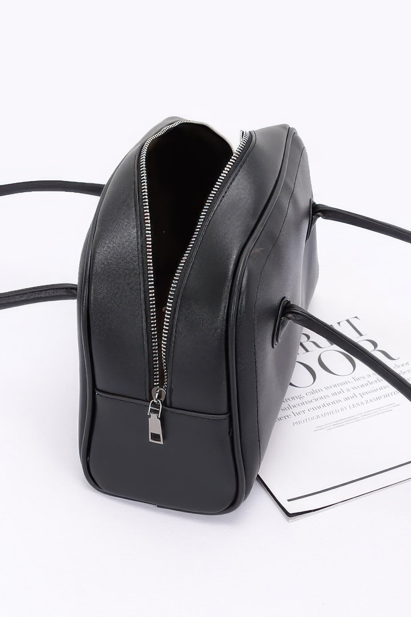 Faux Leder Sporttasche-Set mit großem Seitenfach und Reißverschluss in Dunkelbraun
