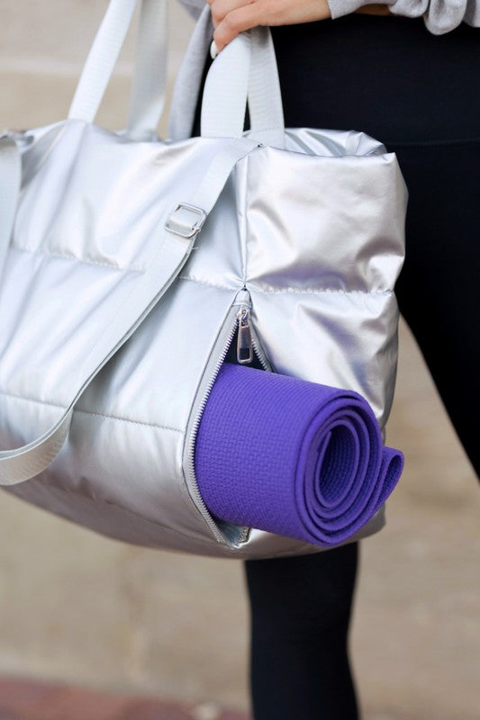 Metallic Puffer Tote - Tigbul's Variety Fashion Shop