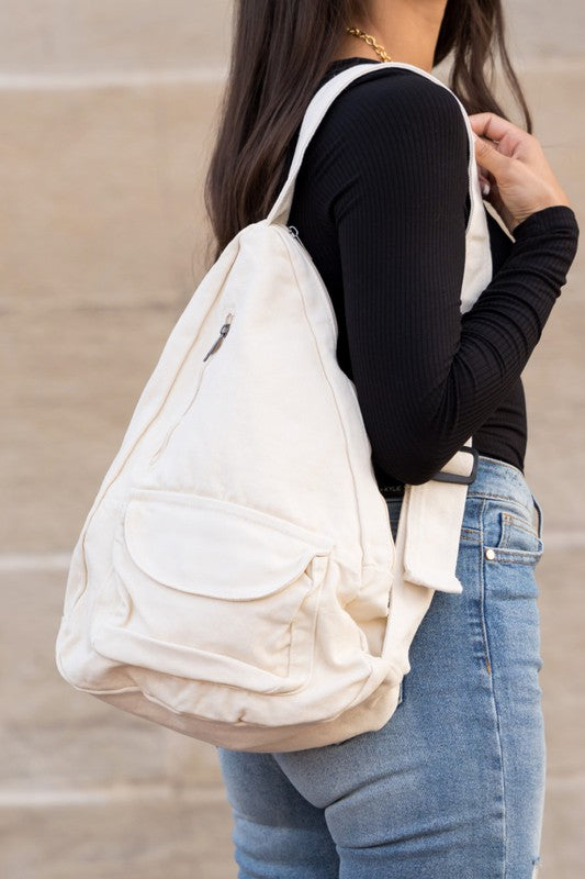 Oversized Canvas Sling Bag Backpack - Tigbul's Variety Fashion Shop