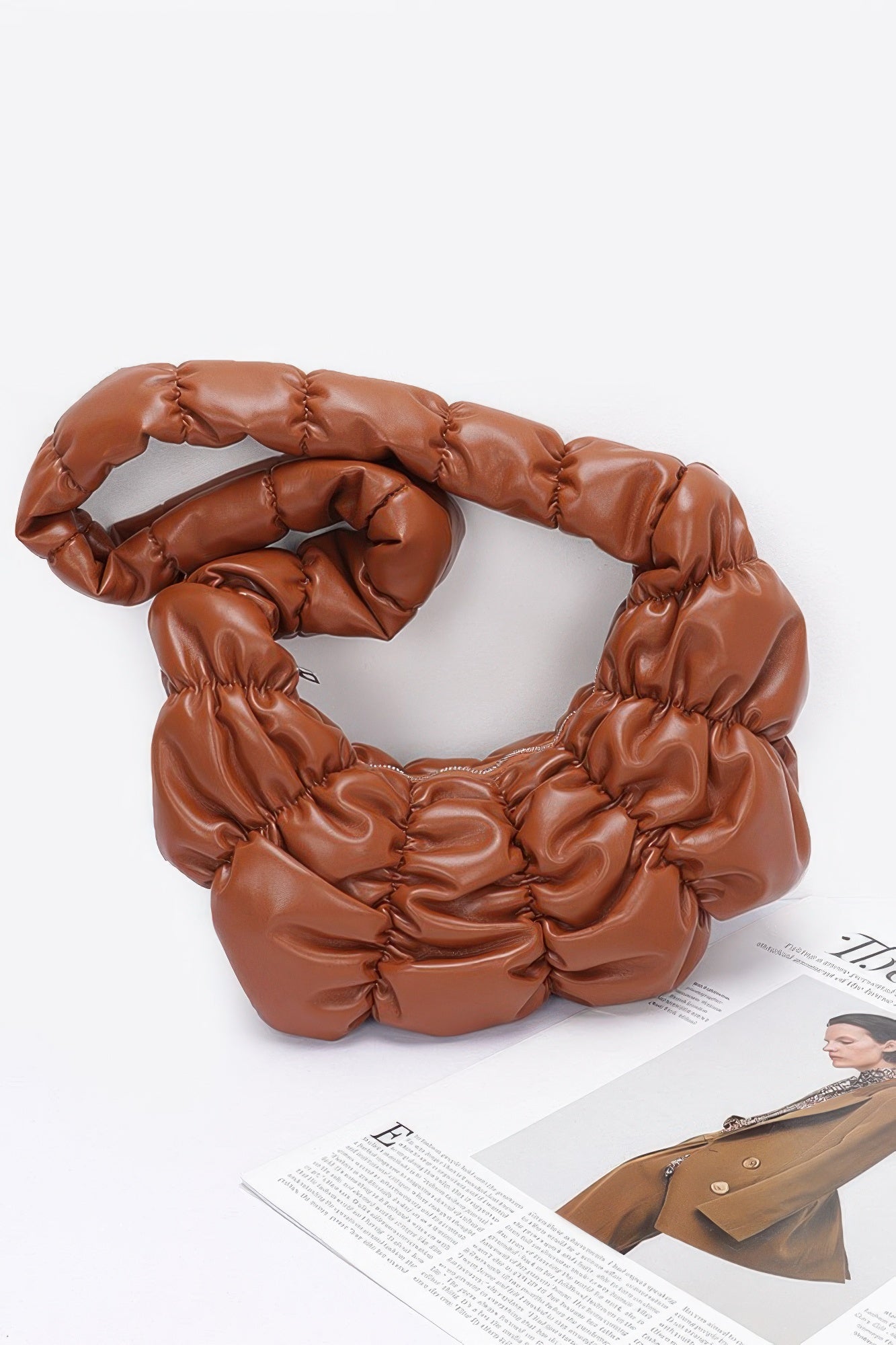 Pleated Faux Leather Crossbody Bag - Tigbul's Variety Fashion Shop