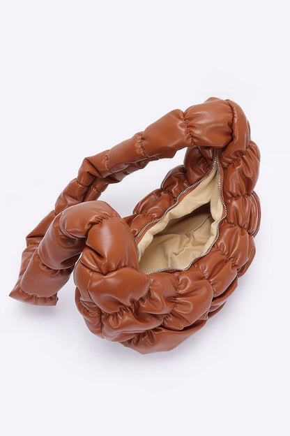 Pleated Faux Leather Crossbody Bag - Tigbul's Variety Fashion Shop