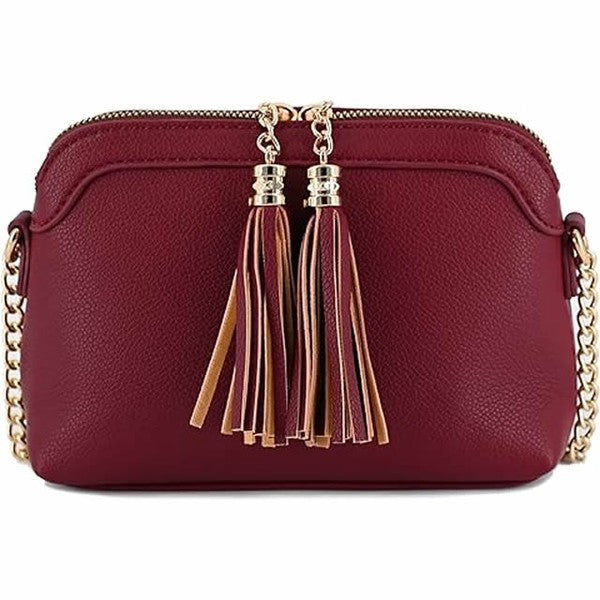 Tassel Small Crossbody Bag with Chain Strap - Tigbul's Variety Fashion Shop