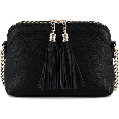 Tassel Small Crossbody Bag with Chain Strap - Tigbul's Variety Fashion Shop