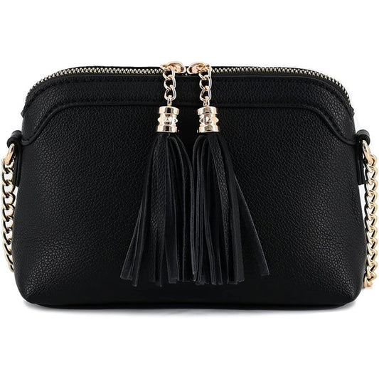 Tassel Small Crossbody Bag with Chain Strap - Tigbul's Variety Fashion Shop