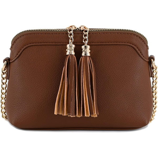 Tassel Small Crossbody Bag with Chain Strap - Tigbul's Variety Fashion Shop