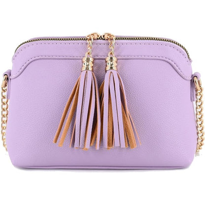 Tassel Small Crossbody Bag with Chain Strap - Tigbul's Variety Fashion Shop