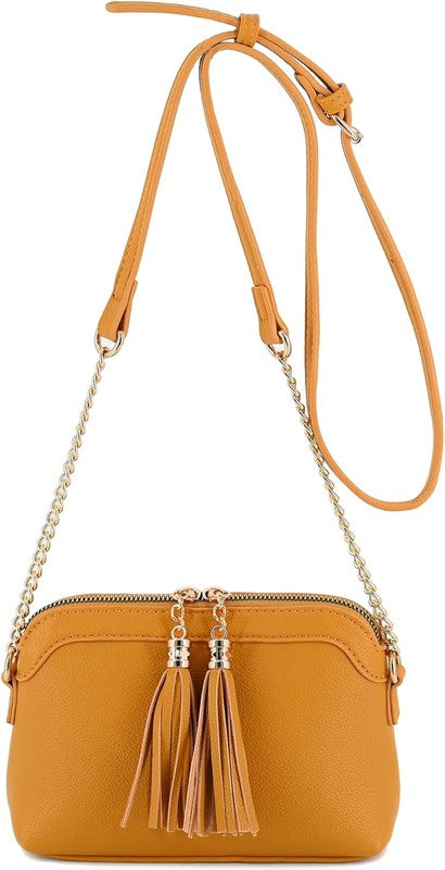 Tassel Small Crossbody Bag with Chain Strap - Tigbul's Variety Fashion Shop
