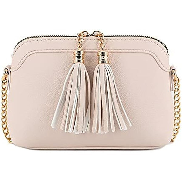Tassel Small Crossbody Bag with Chain Strap - Tigbul's Variety Fashion Shop