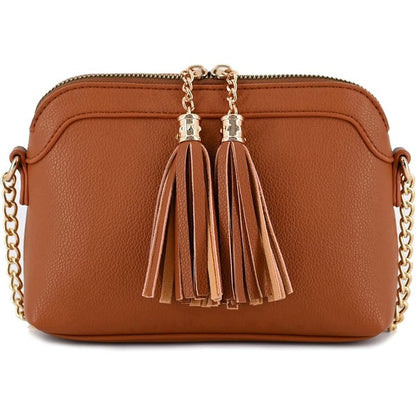 Tassel Small Crossbody Bag with Chain Strap - Tigbul's Variety Fashion Shop