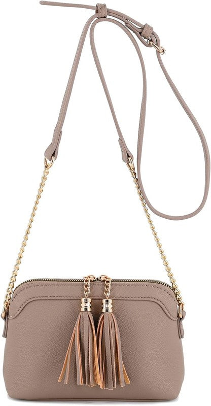 Tassel Small Crossbody Bag with Chain Strap - Tigbul's Variety Fashion Shop