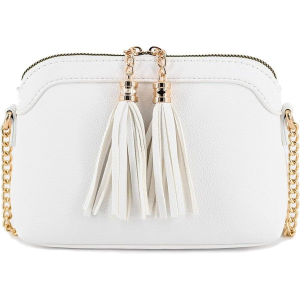 Tassel Small Crossbody Bag with Chain Strap - Tigbul's Variety Fashion Shop