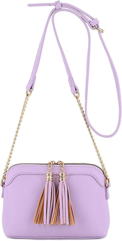 Tassel Small Crossbody Bag with Chain Strap - Tigbul's Variety Fashion Shop