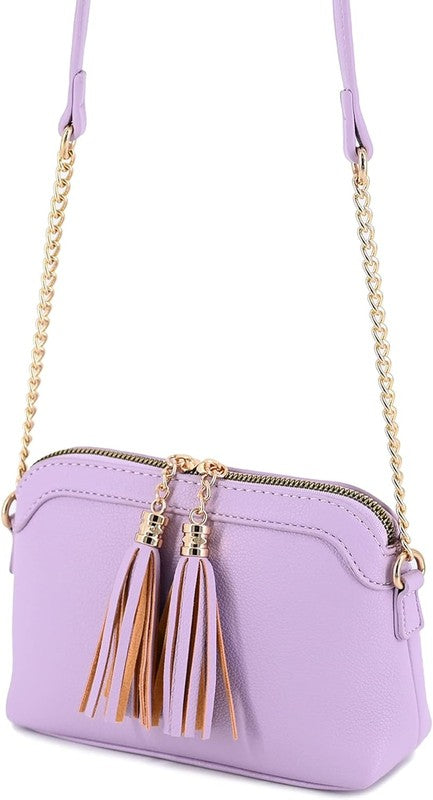 Tassel Small Crossbody Bag with Chain Strap - Tigbul's Variety Fashion Shop