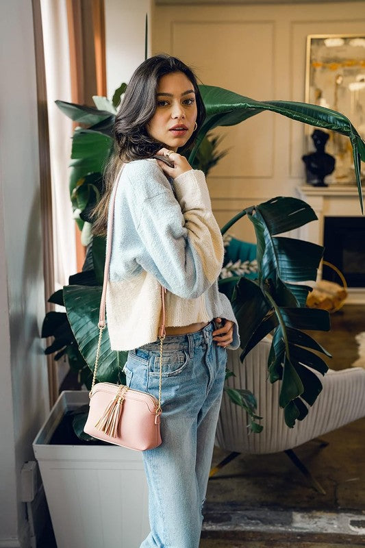 Tassel Small Crossbody Bag with Chain Strap - Tigbul's Variety Fashion Shop