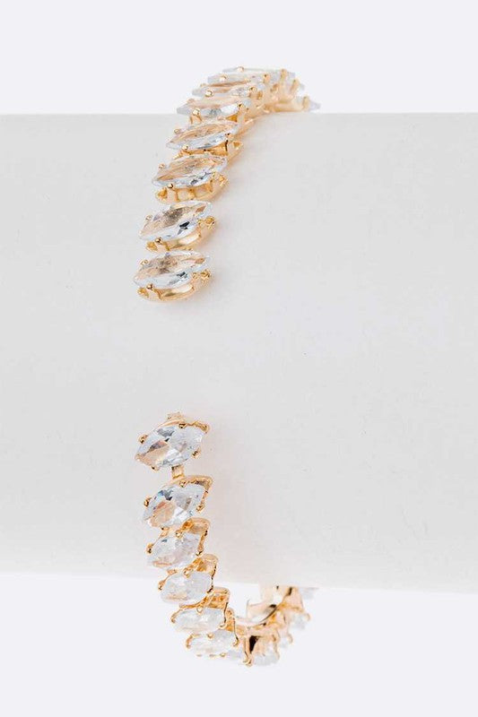 Cubic Zirconia CZ Open Cuff Bracelet - Tigbul's Variety Fashion Shop