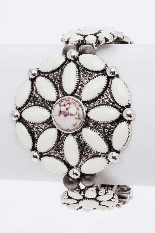 Enamel Flower Western Stretch Bracelet - Tigbul's Variety Fashion Shop