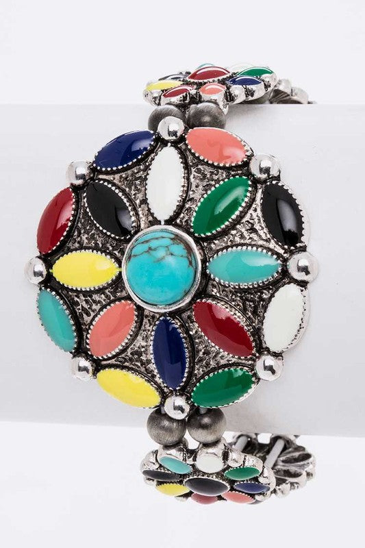 Enamel Flower Western Stretch Bracelet - Tigbul's Variety Fashion Shop