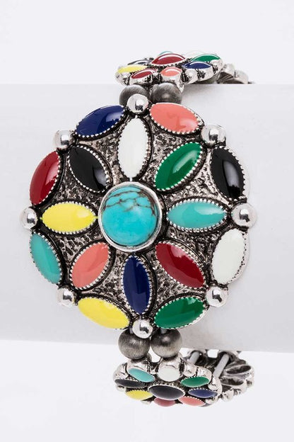 Enamel Flower Western Stretch Bracelet - Tigbul's Variety Fashion Shop