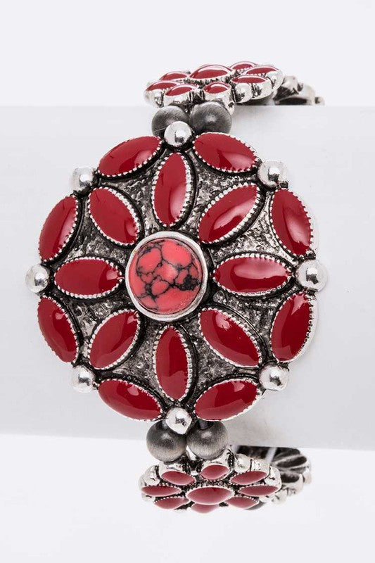 Enamel Flower Western Stretch Bracelet - Tigbul's Variety Fashion Shop