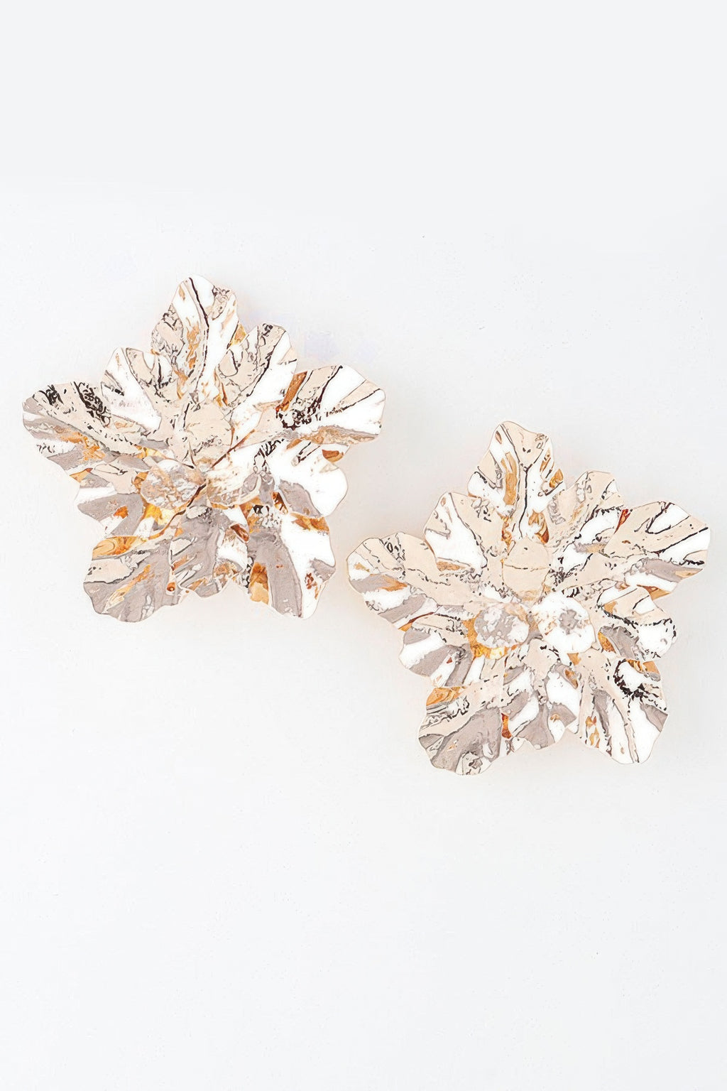 Falling Maple Leaves earrings in gold, two layered maple-leaf shapes