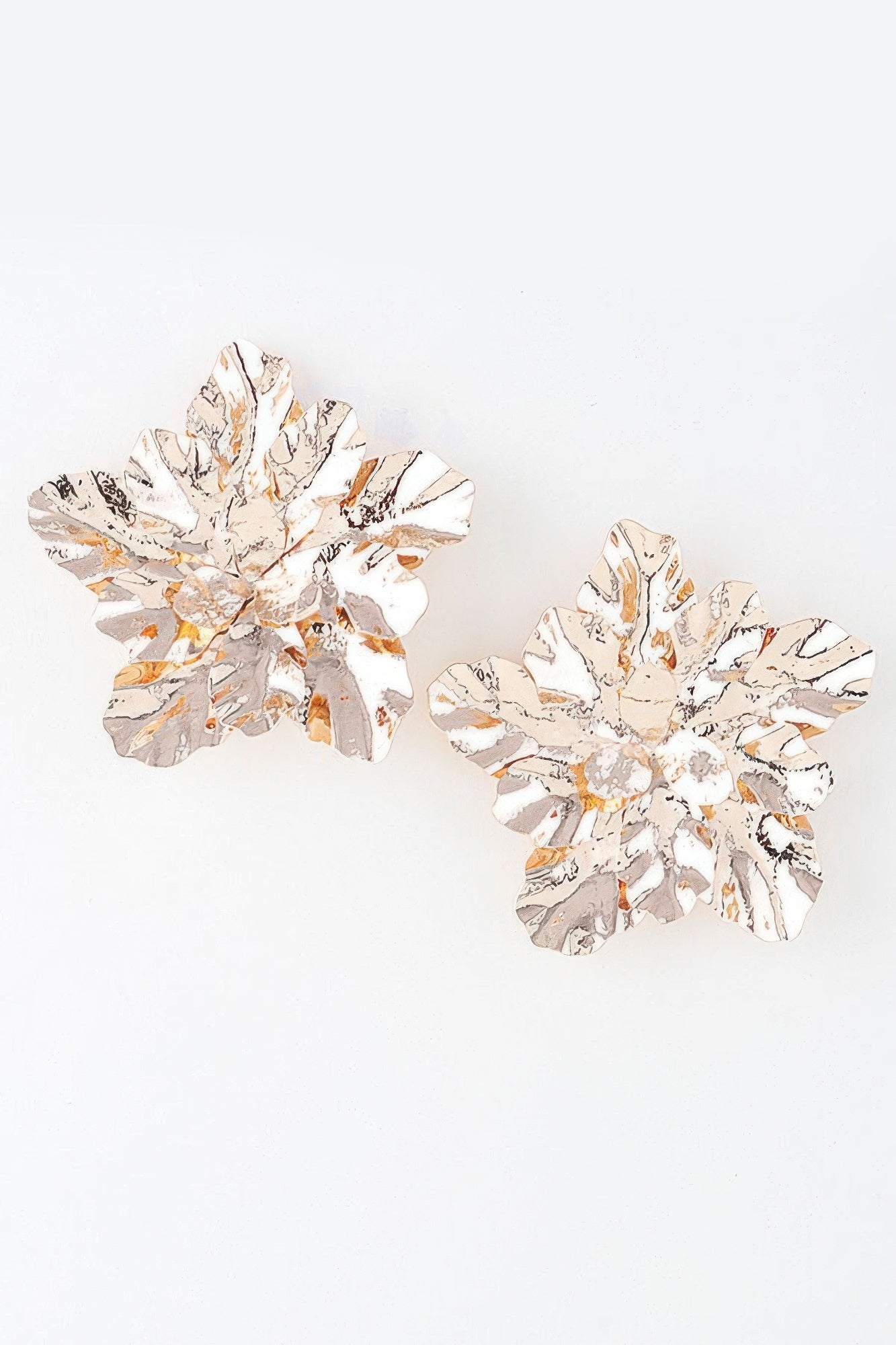Falling Maple Leaves earrings in gold, two layered maple-leaf shapes