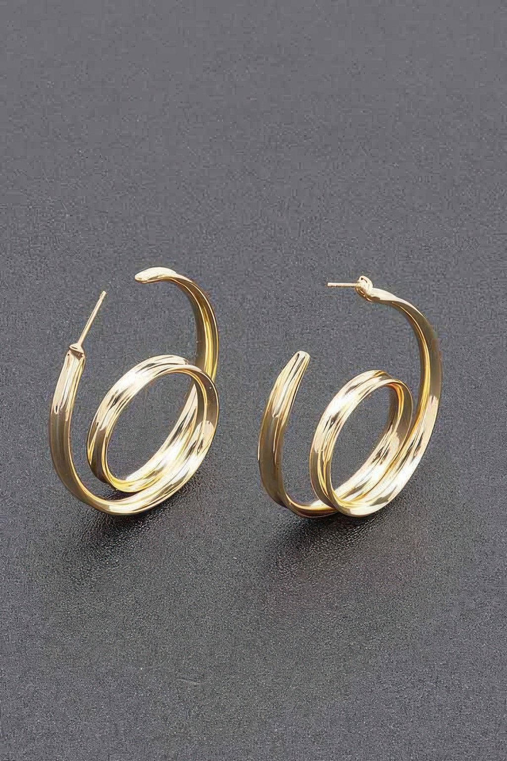 Gold plated double-layer hoop earrings