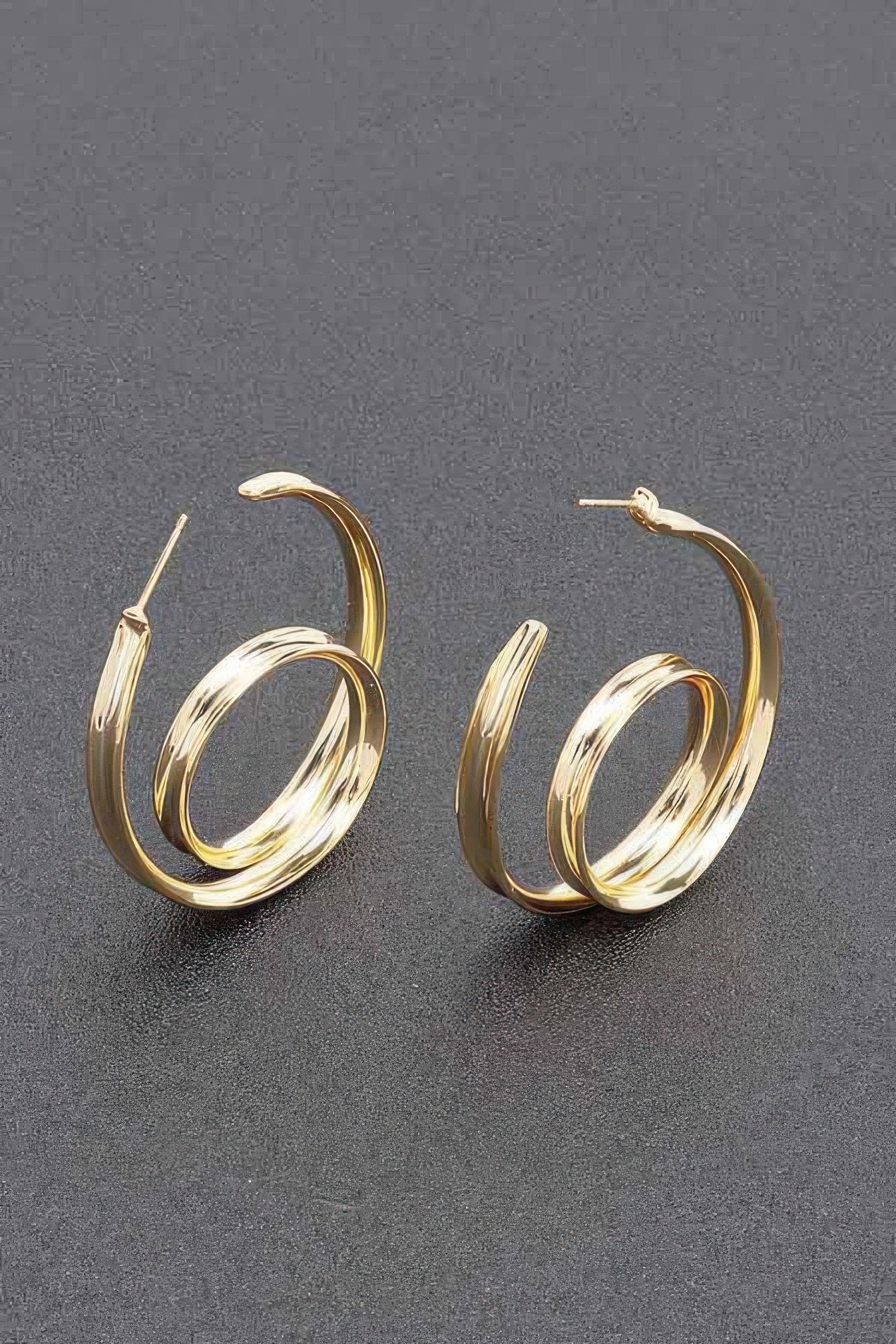 Gold plated double-layer hoop earrings