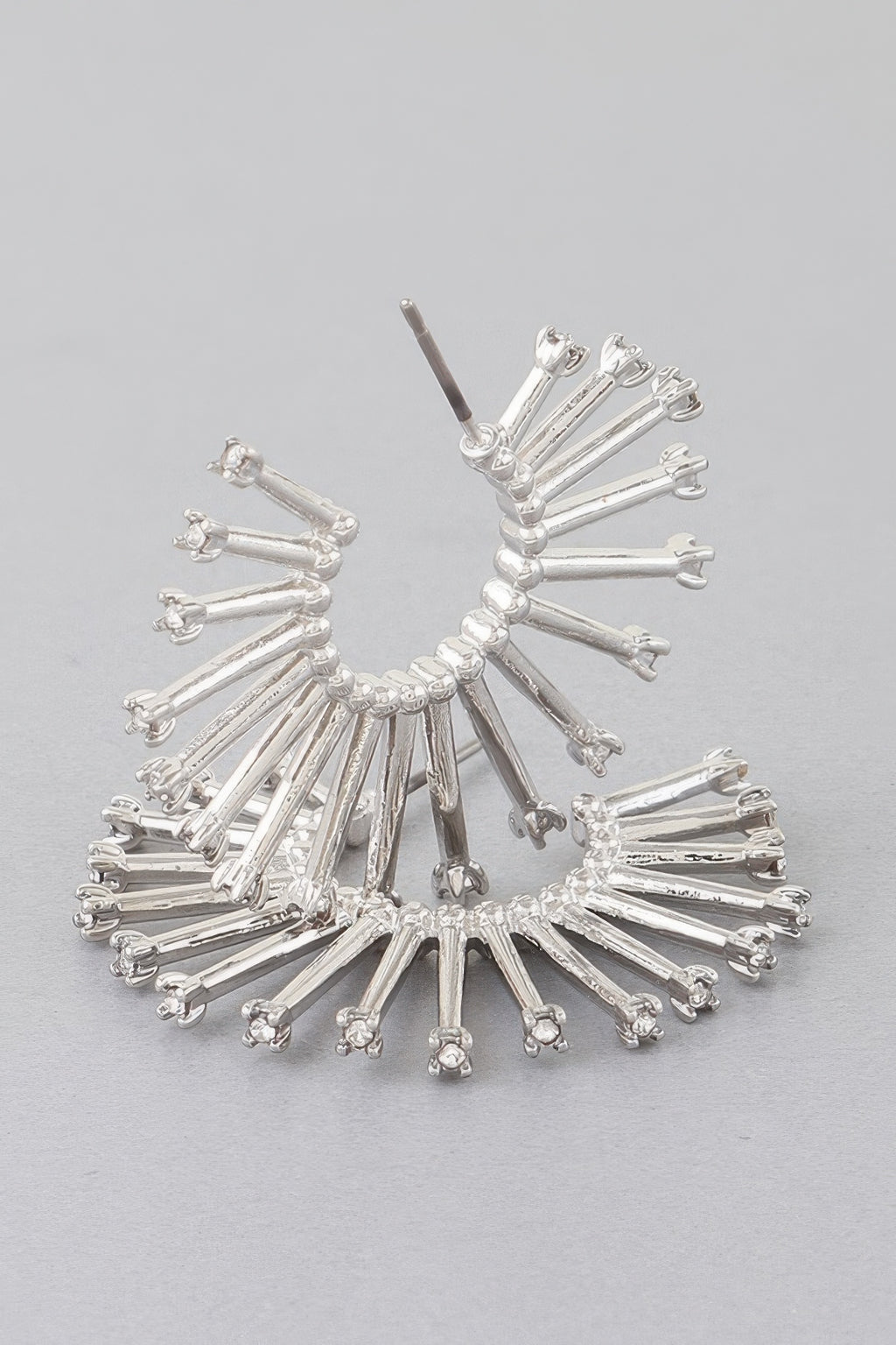 Rising Bejeweled Sun hoop earrings, silver-tone rays with clear stones