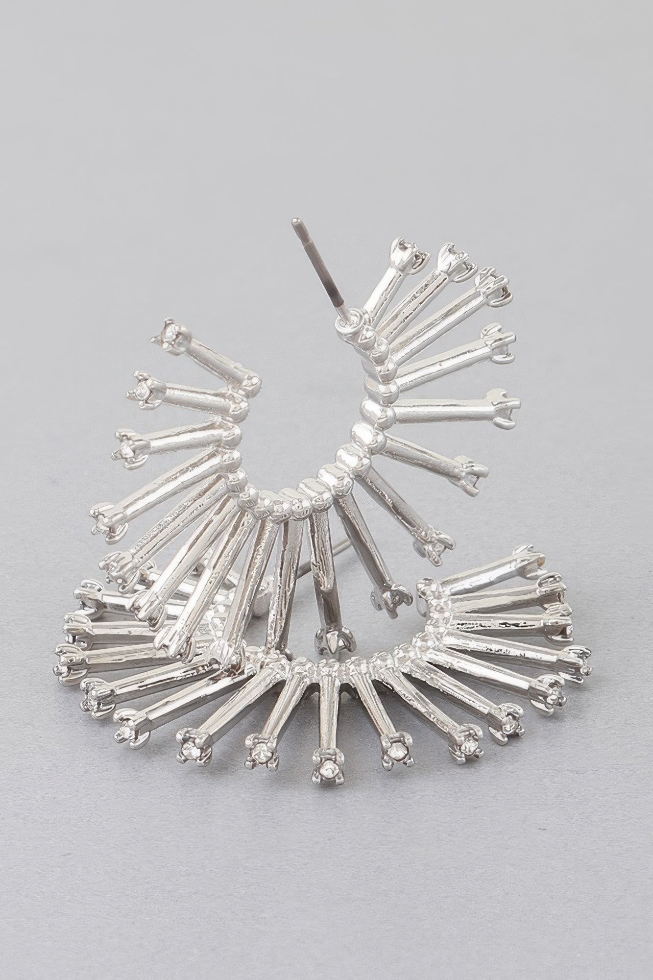 Rising Bejeweled Sun hoop earrings, silver-tone rays with clear stones