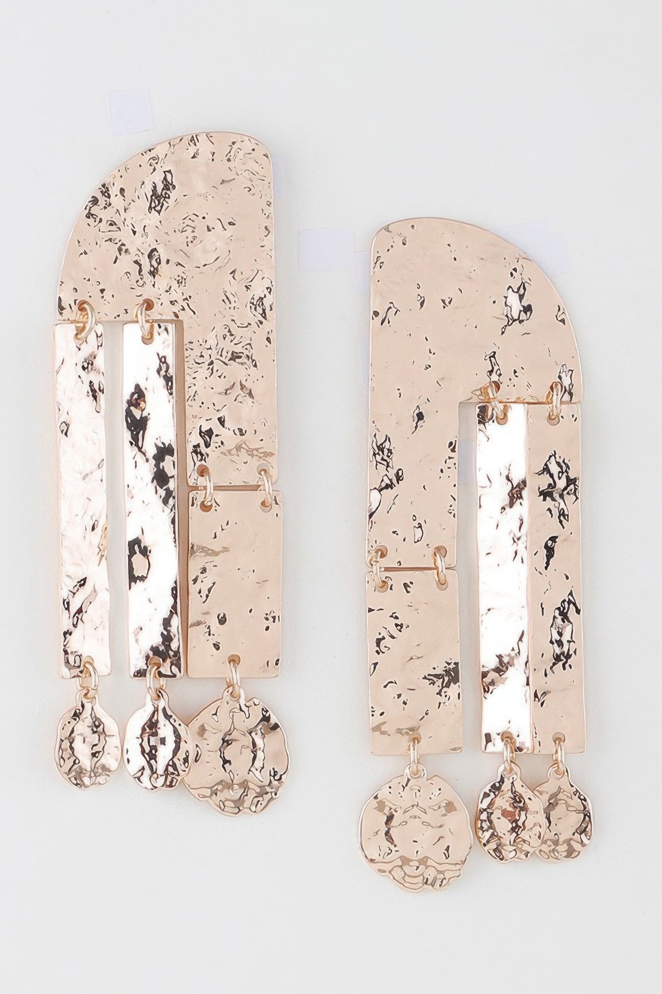 Shiny Hammered Drop Earrings in Gold - Tigbul's Variety Fashion Shop