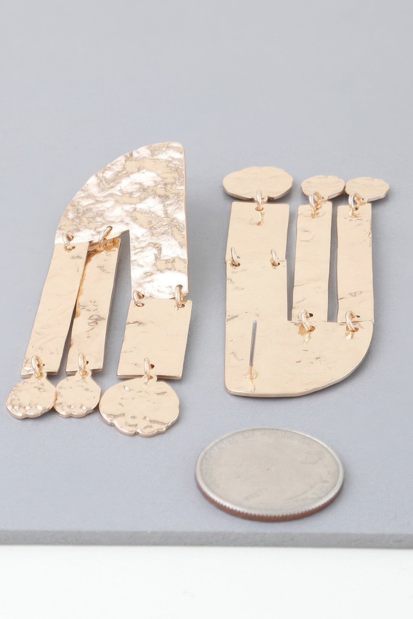 Shiny Hammered Drop Earrings in Gold - Tigbul's Variety Fashion Shop