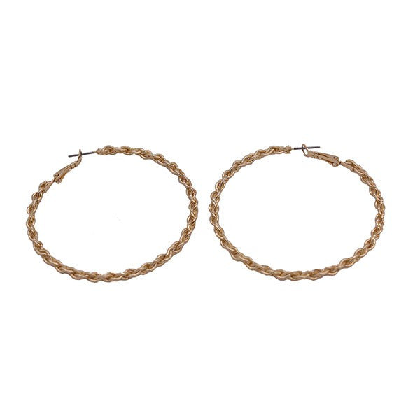 Thin Chain Texture Hoop Earrings - Tigbul's Variety Fashion Shop