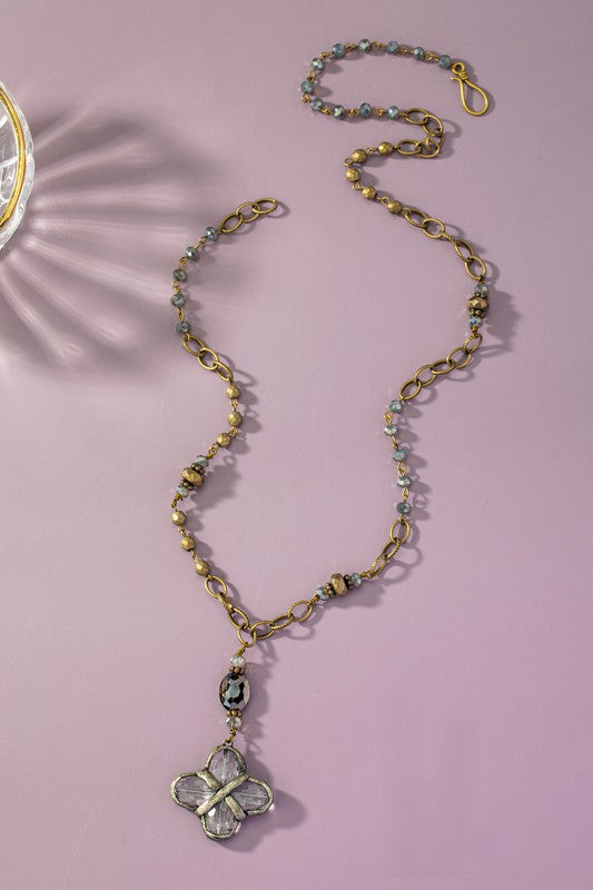 Bronze Chain Glass bead Rosary Statement - Tigbul's Variety Fashion Shop