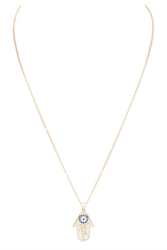 Cubic Zirconia Hamsa Pendant Necklace - Tigbul's Variety Fashion Shop