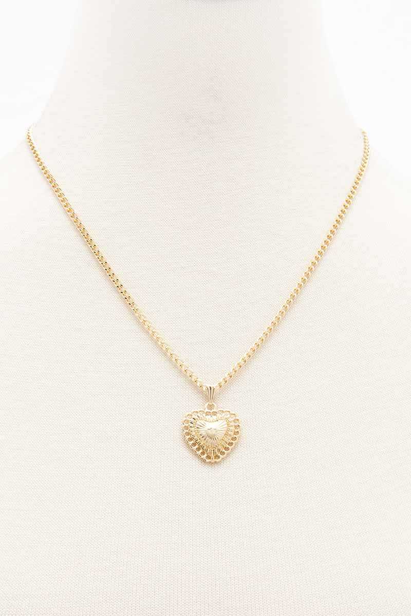 Gold Color Metal Heart Pendant Necklace - Tigbul's Variety Fashion Shop