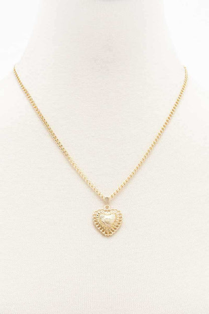 Gold Color Metal Heart Pendant Necklace - Tigbul's Variety Fashion Shop