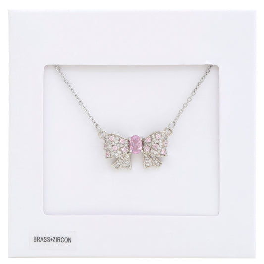 Rhinestone Bow Metal Necklace - Tigbul's Variety Fashion Shop