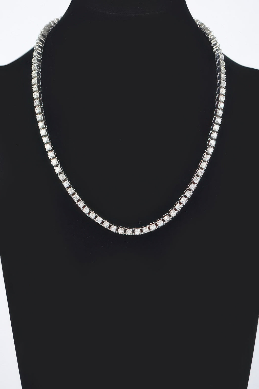 Rhinestone layered chain necklace (silver-tone)