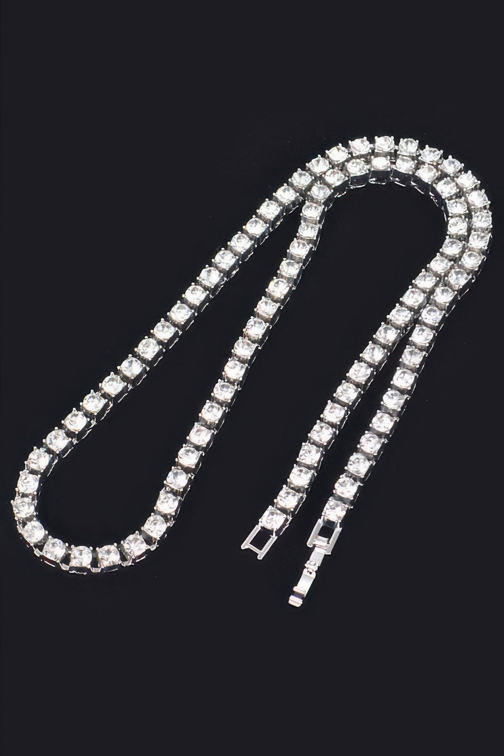 Silver-tone rhinestone layered necklace with U-shaped design and clasp