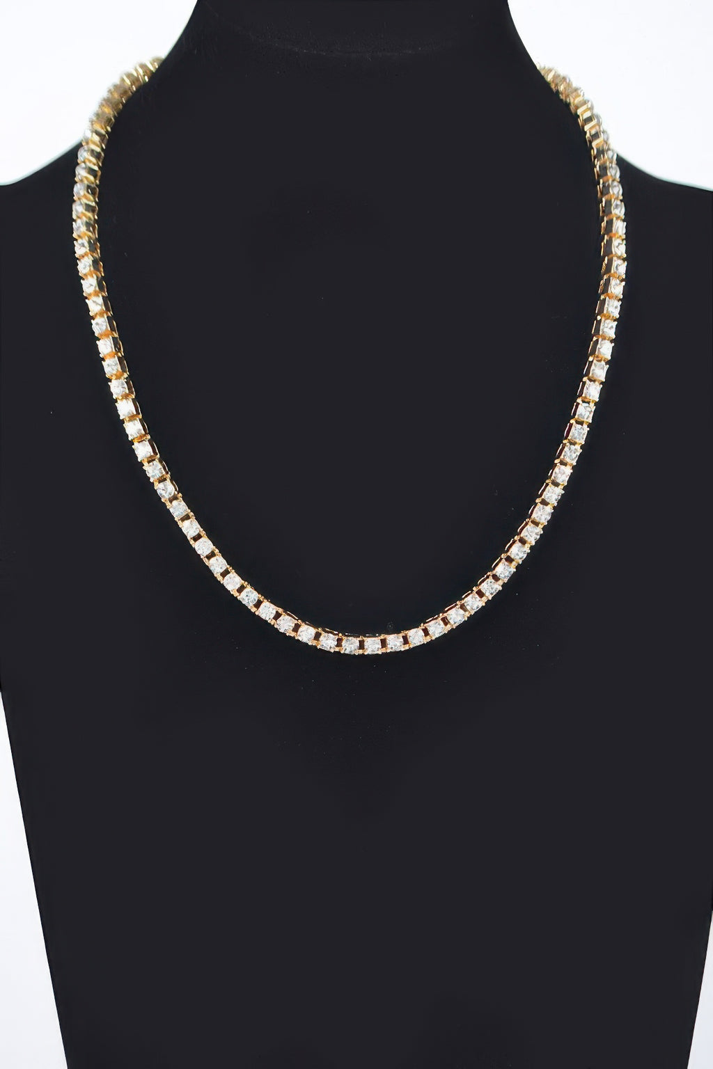 Rhinestone layered chain necklace (gold-tone)