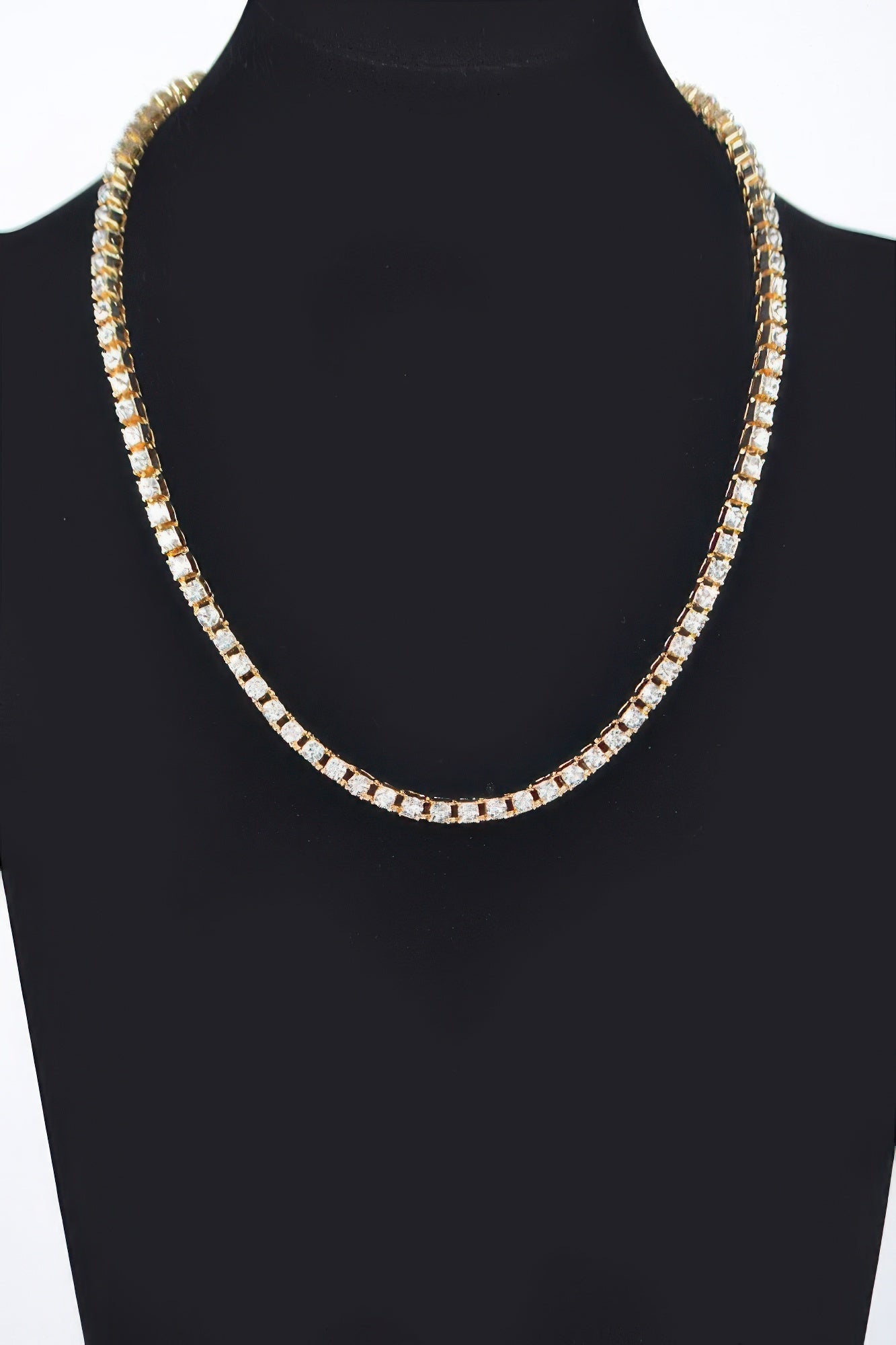 Rhinestone layered chain necklace (gold-tone)