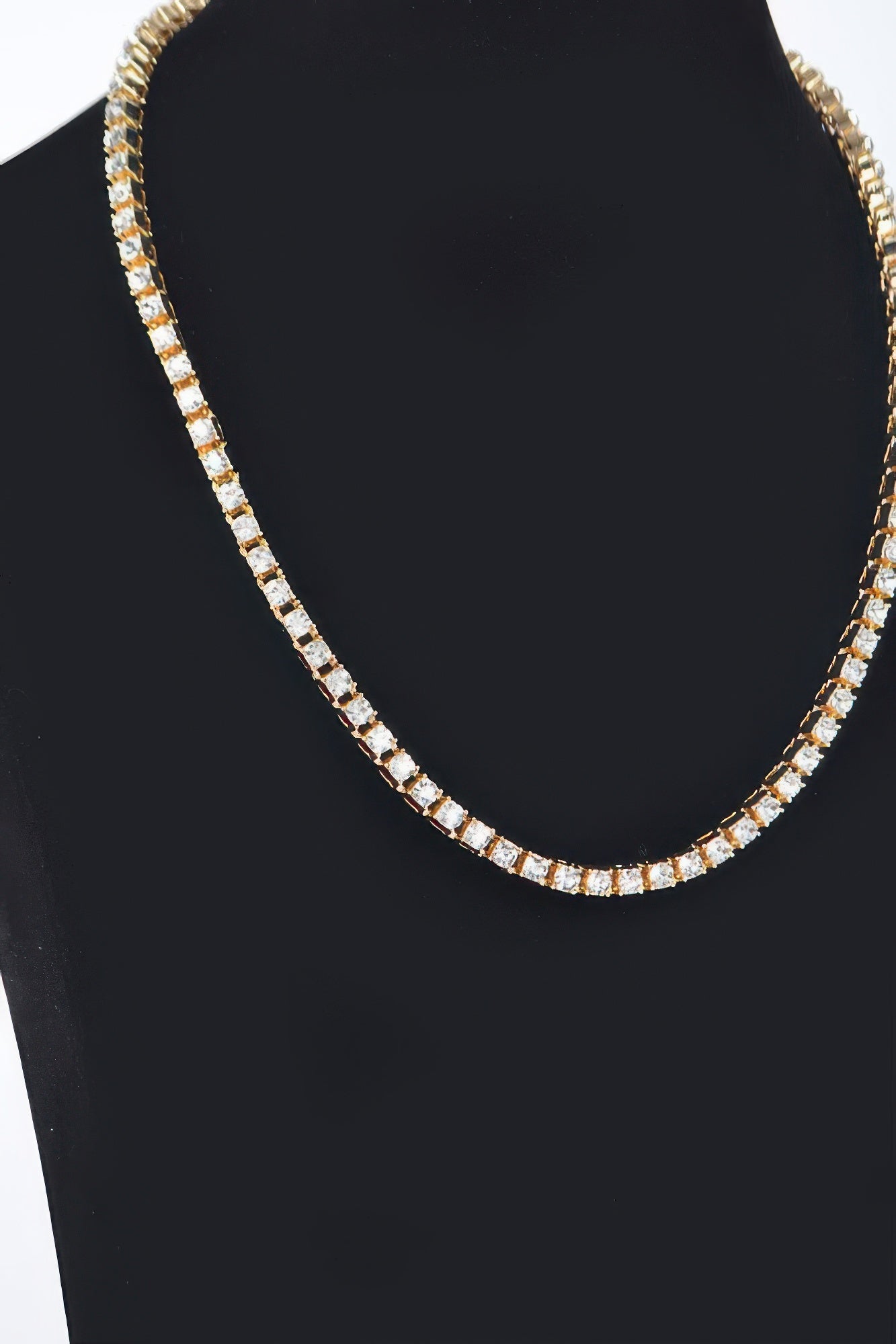 Gold-tone rhinestone layered chain necklace