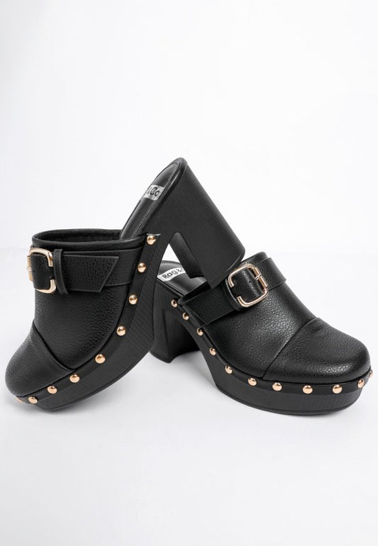 Genuine Leather Studded Clog Heels - Tigbul's Variety Fashion Shop