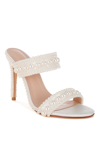 Ambrin Pearl Embellished Slip On Stiletto Heels - Tigbul's Variety Fashion Shop