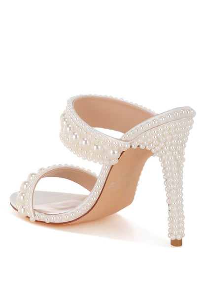 Ambrin Pearl Embellished Slip On Stiletto Heels - Tigbul's Variety Fashion Shop