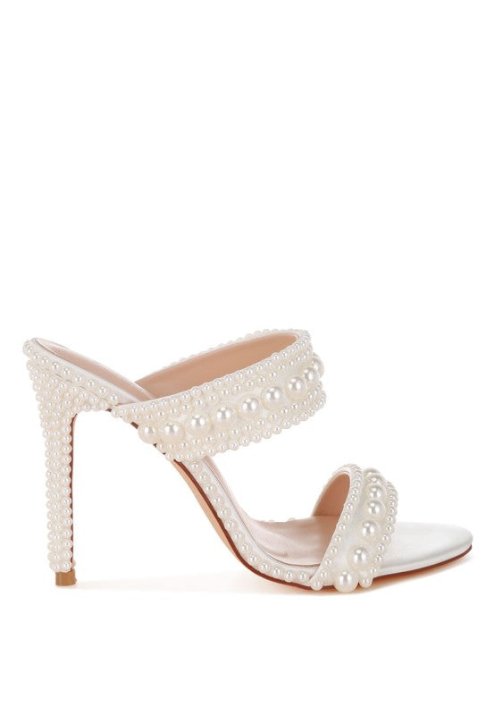Ambrin Pearl Embellished Slip On Stiletto Heels - Tigbul's Variety Fashion Shop
