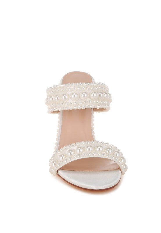 Ambrin Pearl Embellished Slip On Stiletto Heels - Tigbul's Variety Fashion Shop