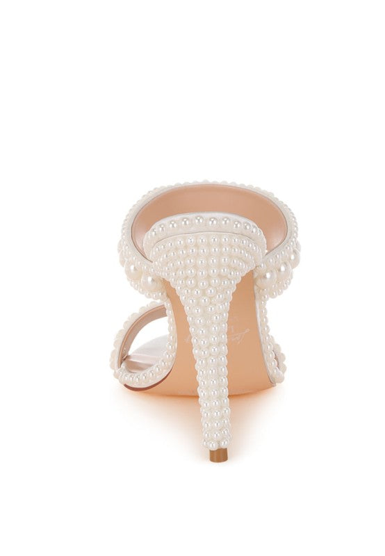 Ambrin Pearl Embellished Slip On Stiletto Heels - Tigbul's Variety Fashion Shop