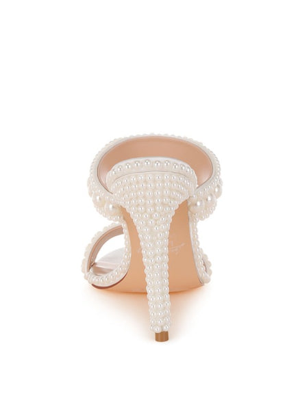 Ambrin Pearl Embellished Slip On Stiletto Heels - Tigbul's Variety Fashion Shop