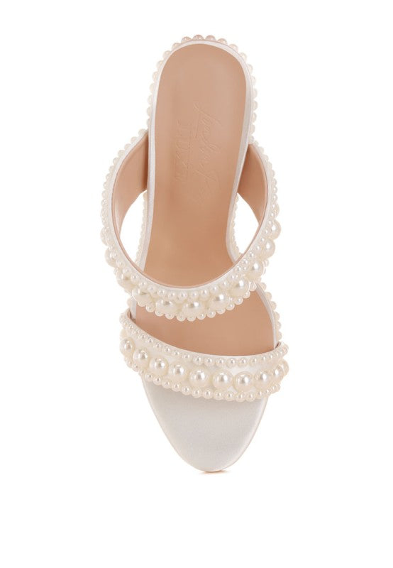 Ambrin Pearl Embellished Slip On Stiletto Heels - Tigbul's Variety Fashion Shop